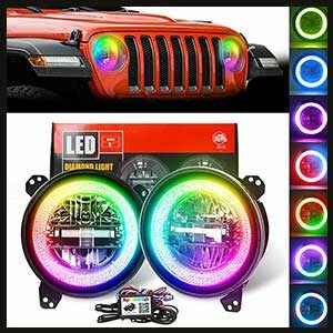 COWONE DOT Approved 9Inch RGB Halo Headlights for Jeep Gladiator Jeep Wrangler JL