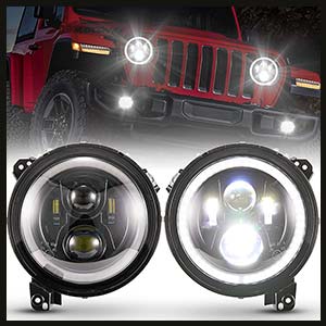 BUNKER INDUST 9 Inch Round LED Halo Headlights for Jeep Gladiator JT